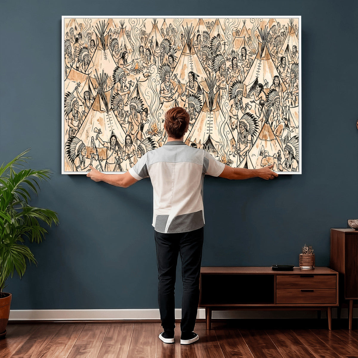 Native American Indian Wall Art Canvas Print - Abstract