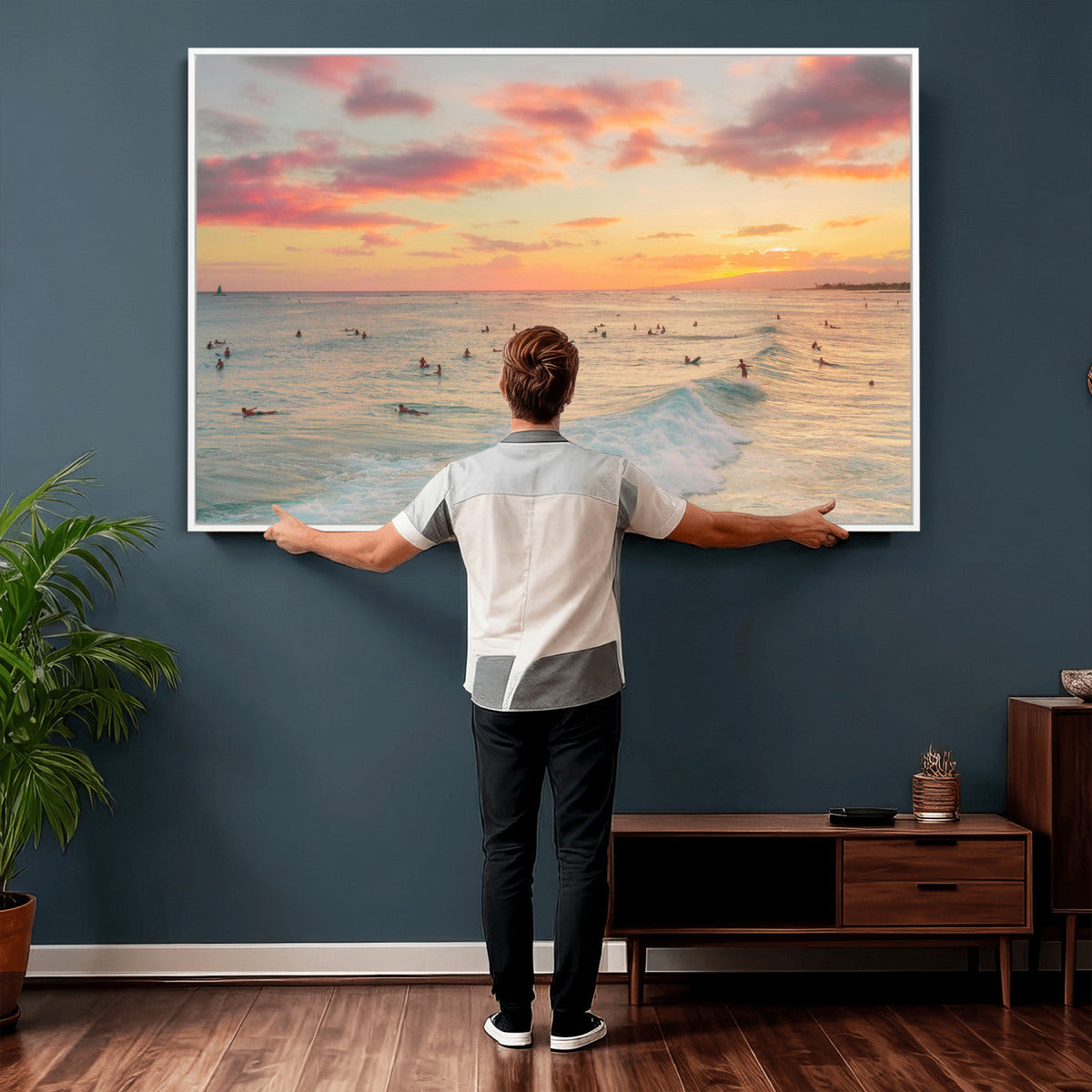 Sunset Beach Wall Art Canvas Print – Soft Coastal