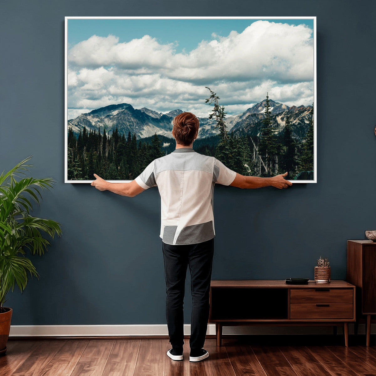 Mountain Forest Wall Art Canvas Print, Alpine Pine Tree