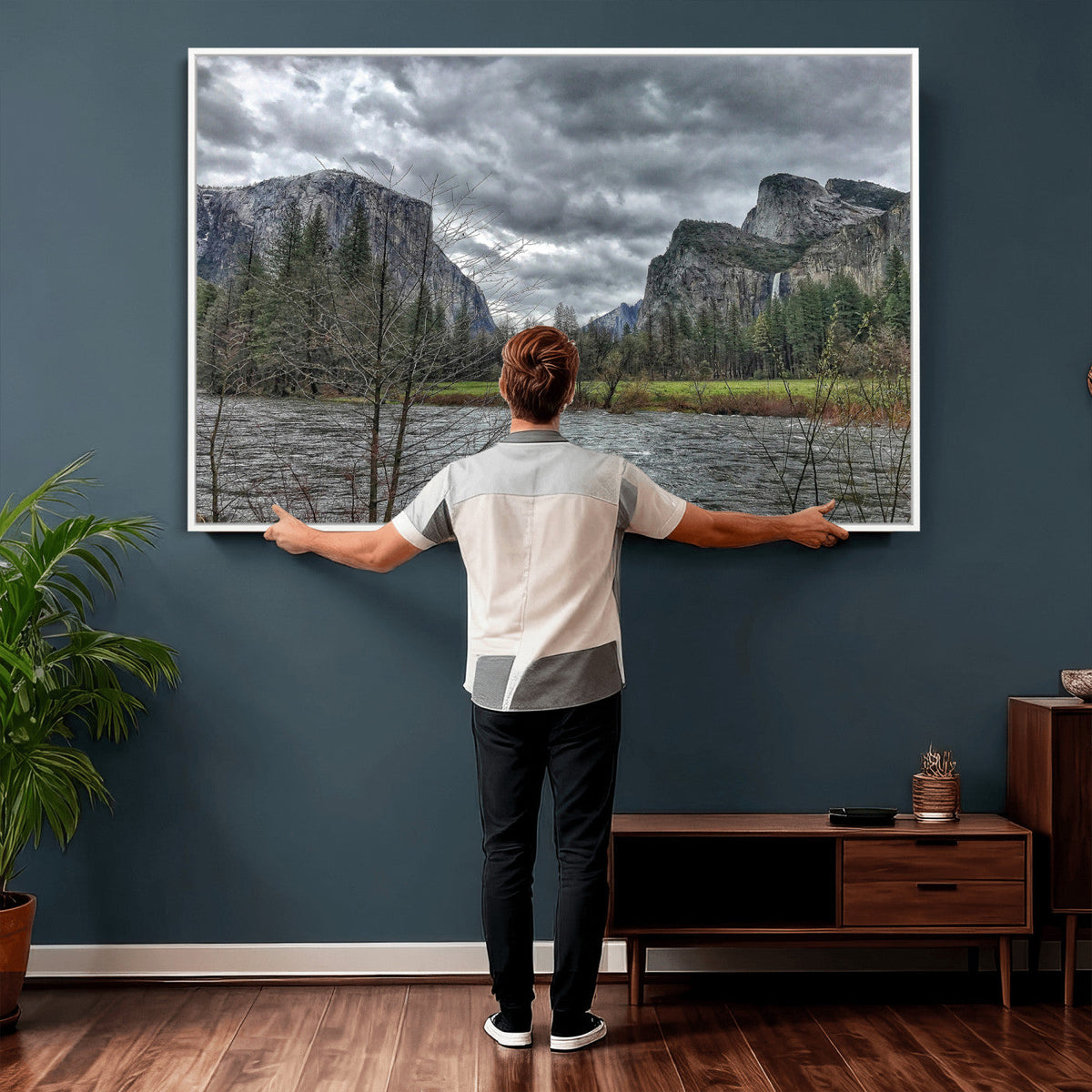 Yosemite Valley River Wall Art Canvas Print, Granite Cliffs