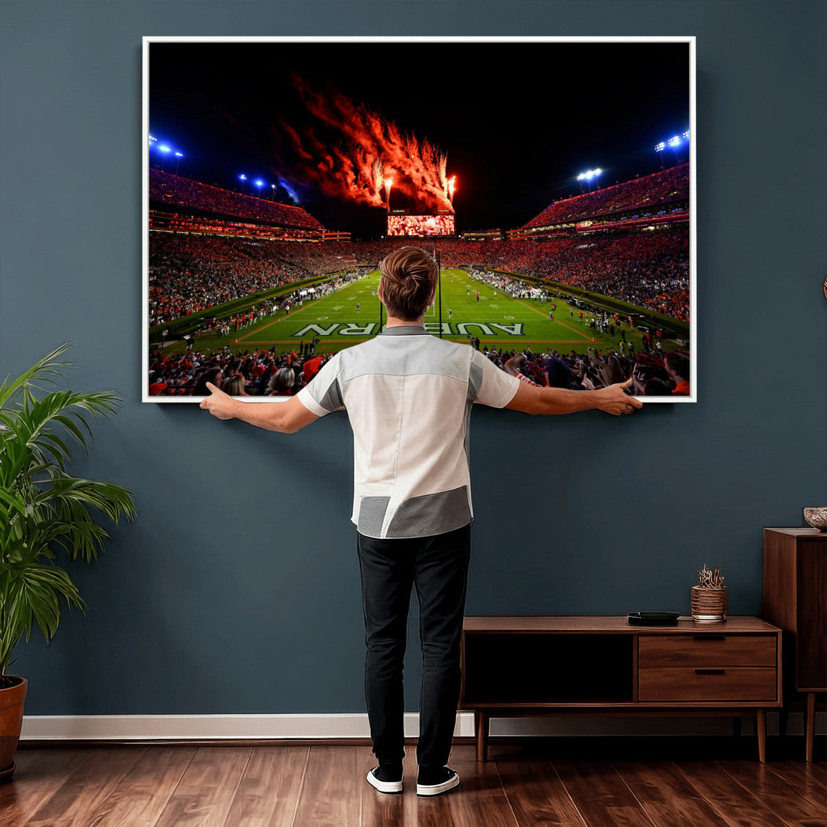 Auburn Stadium Wall Art Canvas Print, College Football Night