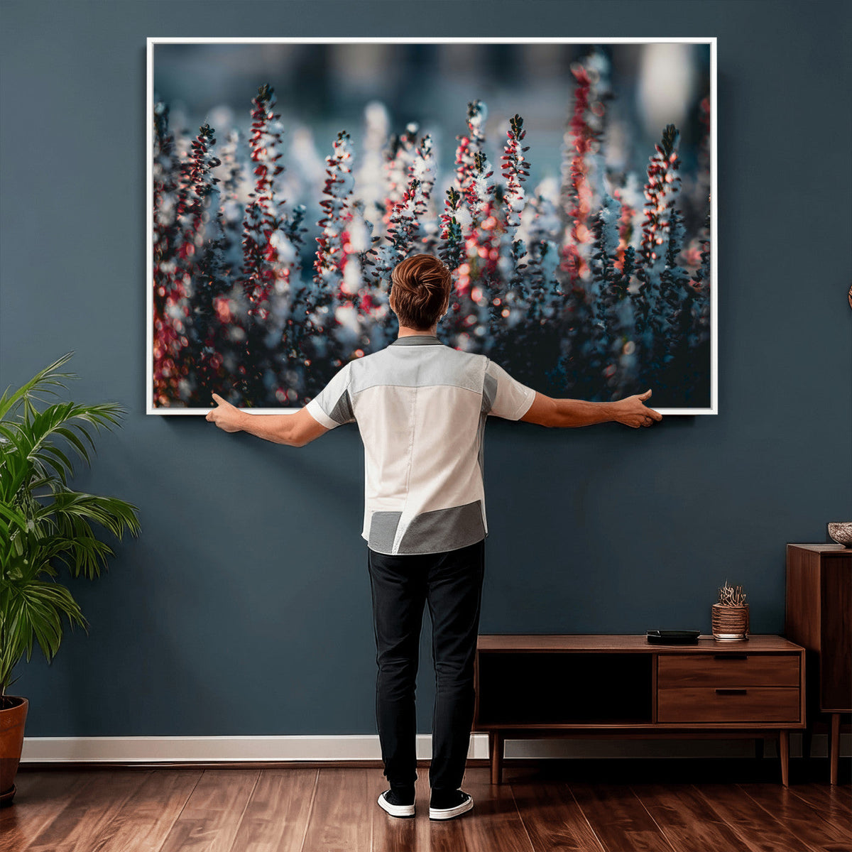 Winter Heather Wall Art Canvas Print, Frosted Floral Nature