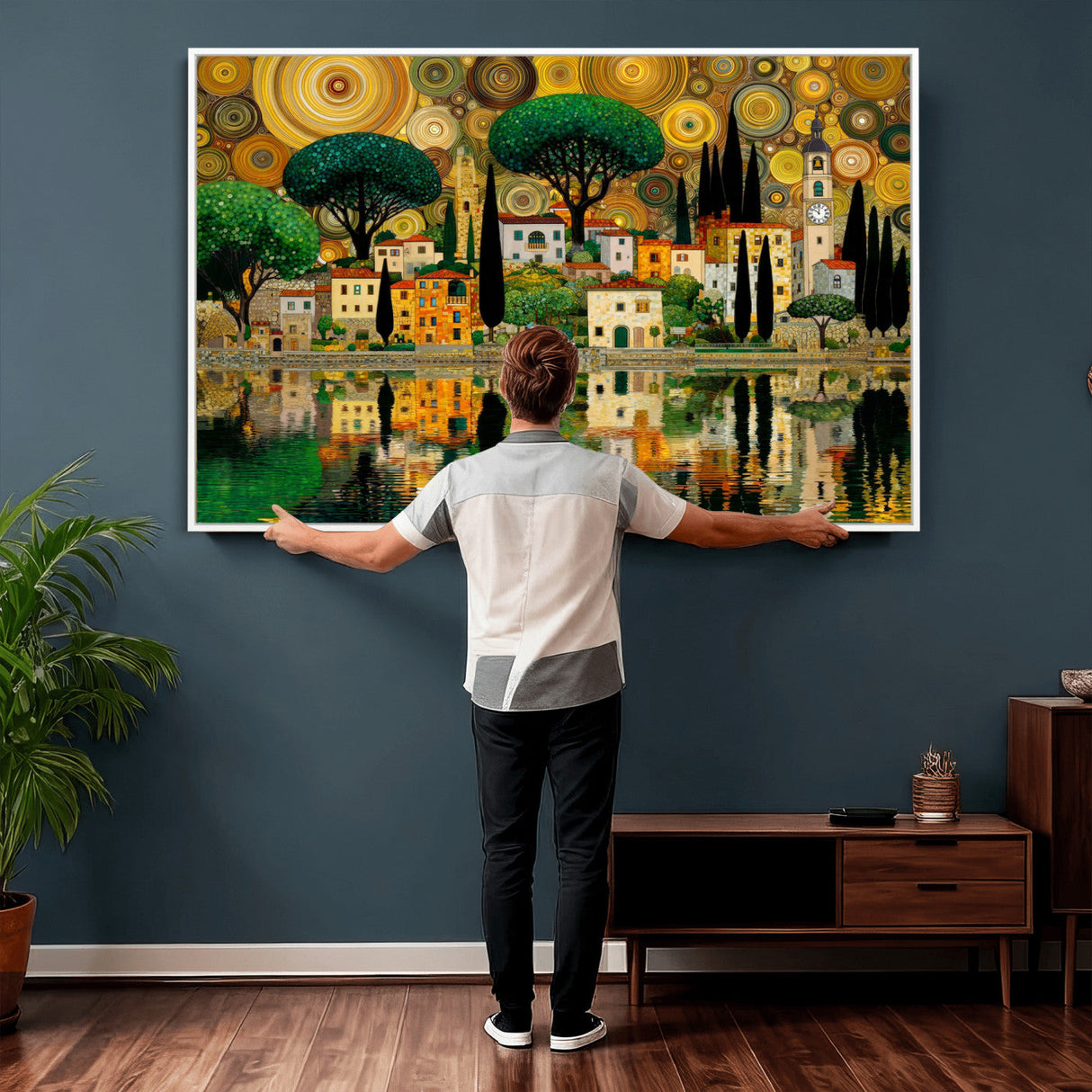 Gustav Klimt Golden Cityscape Wall Art Canvas Print,
