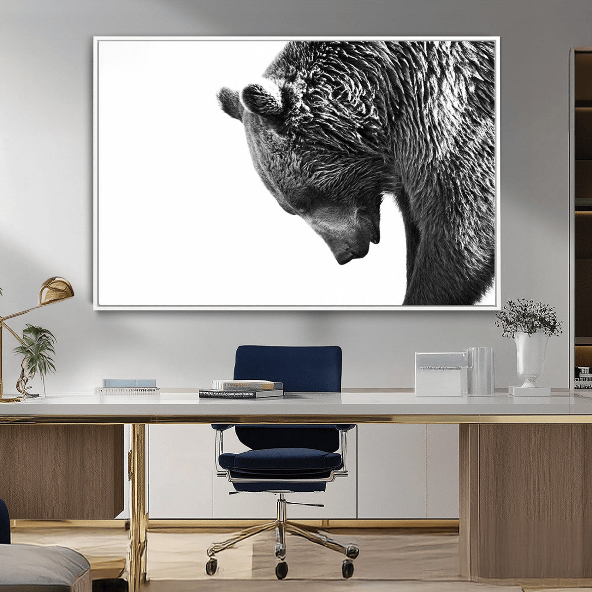 Black and White Grizzly 399 Bear Canvas Print Wall Art |