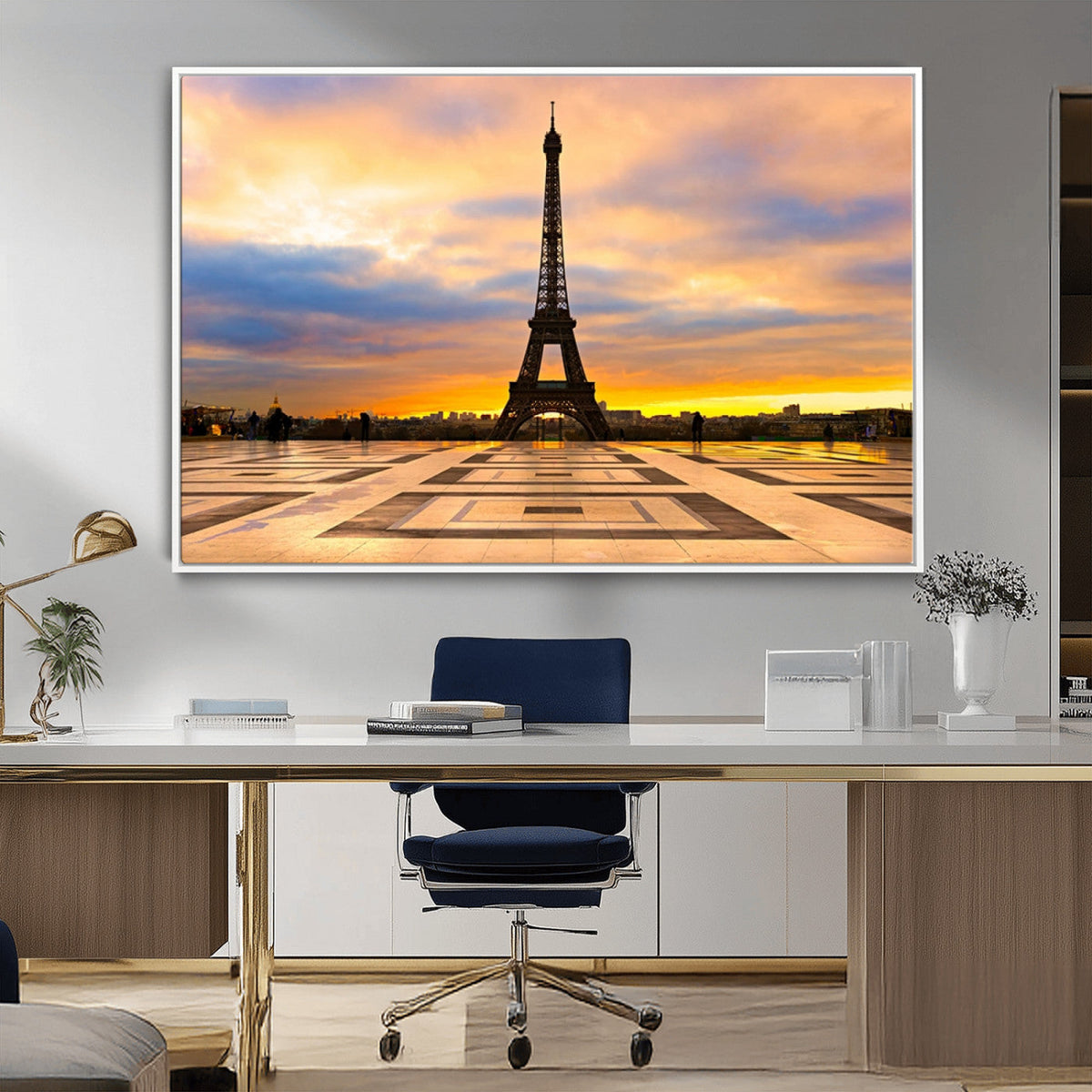 Paris Eiffel Tower Sunset Canvas Wall Art Print - Iconic