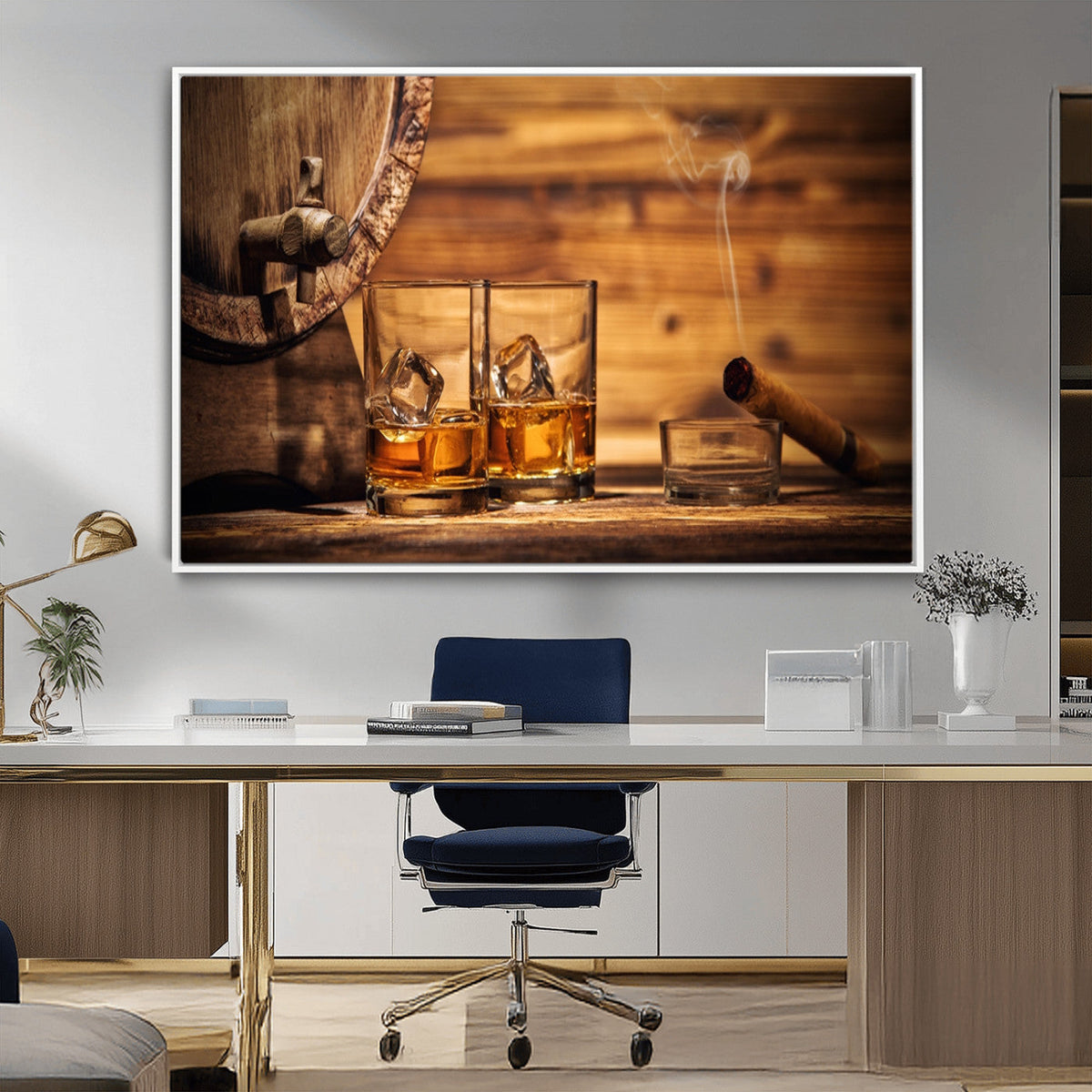 Rustic Whiskey and Barrel Canvas Print