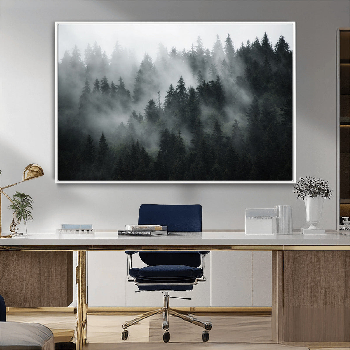 Foggy Forest Wall Art Canvas Print | 3 Panel Large Misty