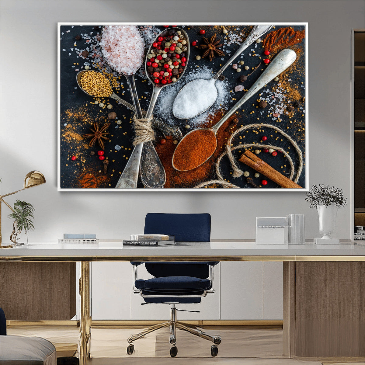 Spices and Seasonings Canvas Wall Art – Colorful Triptych