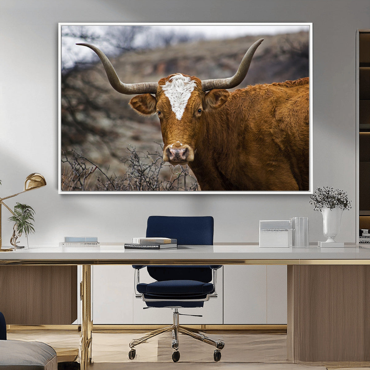 Texas Longhorn Canvas Wall Art - Longhorn Steer Canvas Wall
