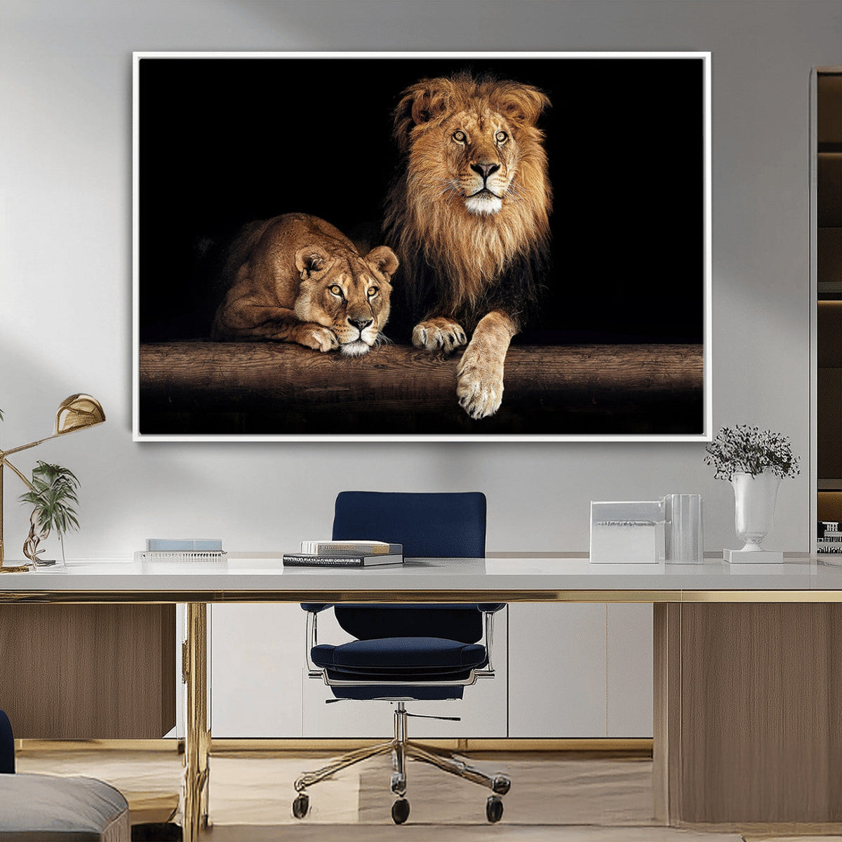 Lion Canvas Wall Art – Majestic Animal Print Artwork for