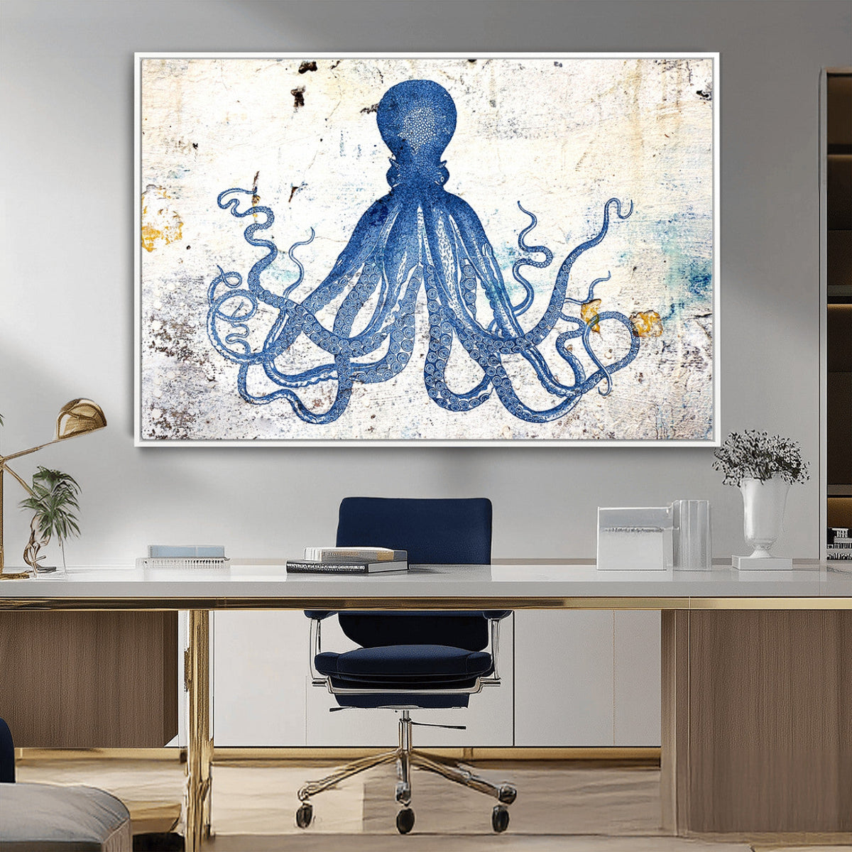 Octopus Canvas Wall Art | Coastal Marine Life Artwork for
