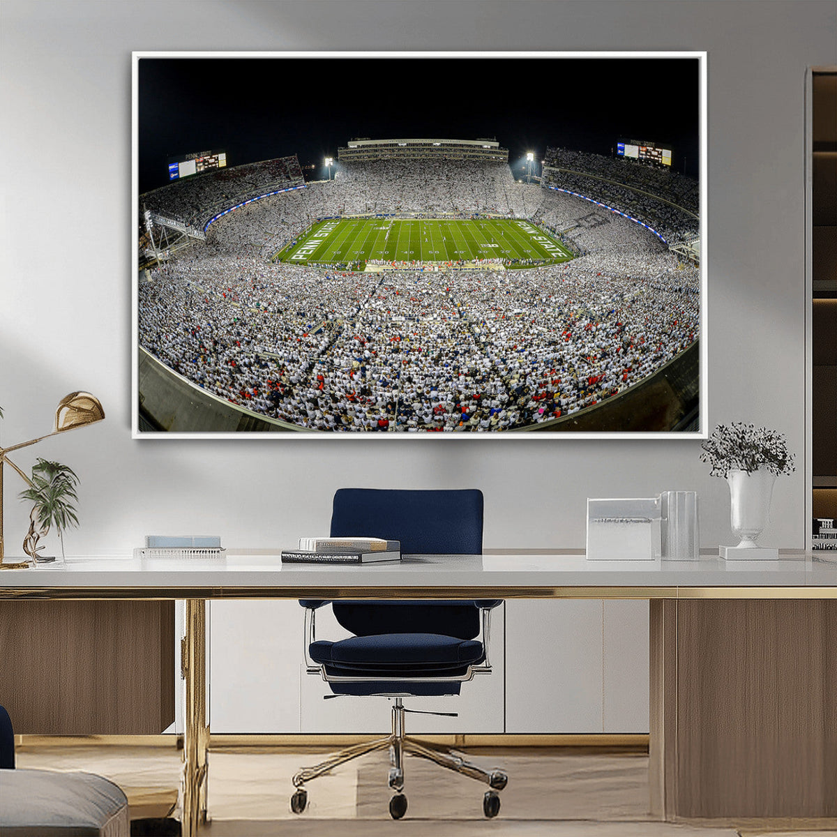 Beaver Stadium Night Game Triple Canvas Wall Art - Penn