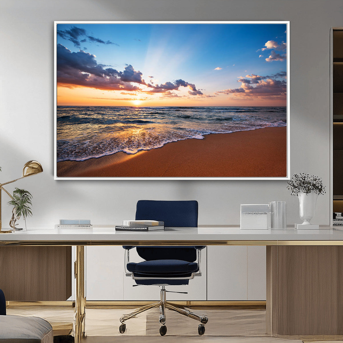 Golden Hour Beach Sunset Wall Art | Canvas Print | Ready to