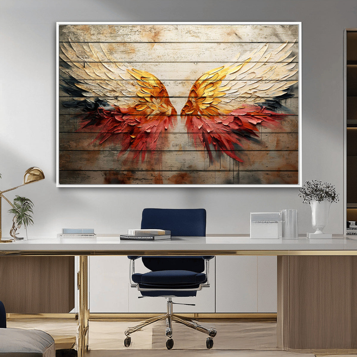 Abstract Angel Wings Canvas Wall Art – Framed and Ready to