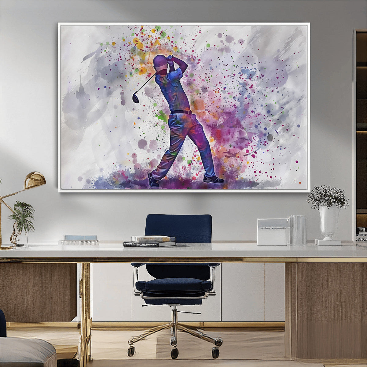 Watercolor Golf Swing Wall Art Canvas Print | Vibrant