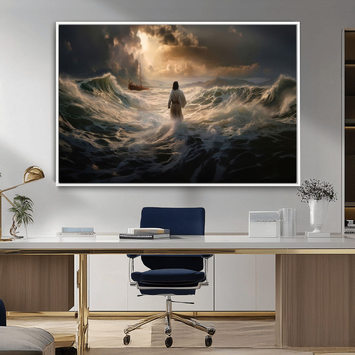 Jesus Walking on Water Wall Art Canvas Print - Religious