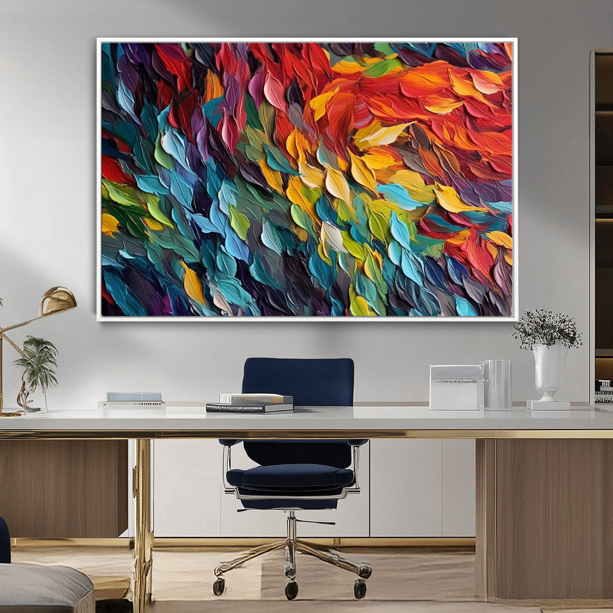 Vibrant Abstract Leaf Wall Art Canvas Print | Bold Colorful