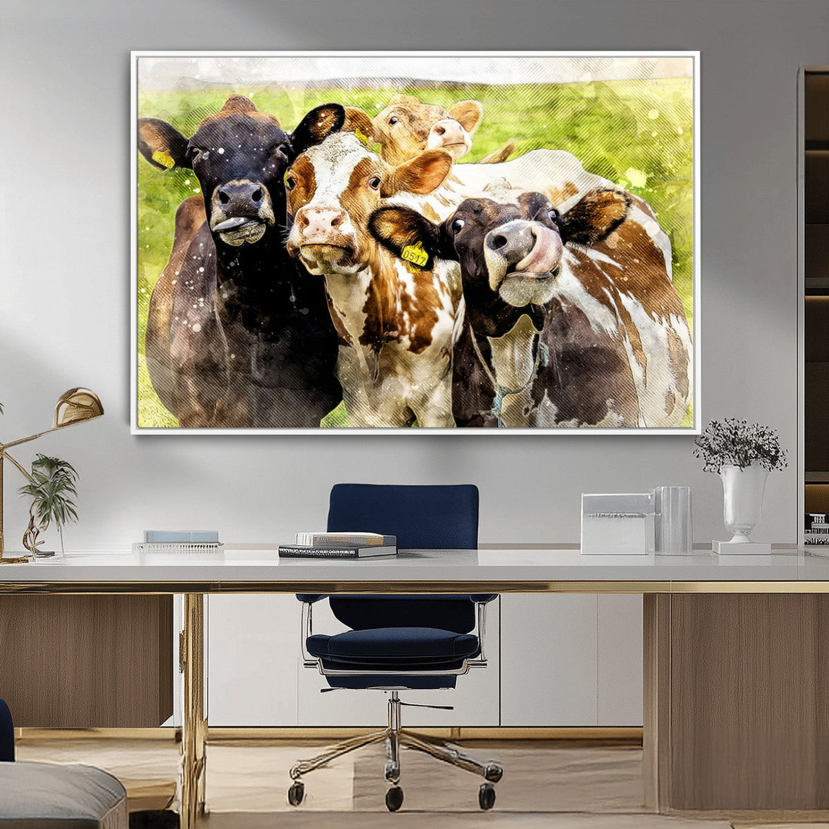 Curious Cows Farmhouse Wall Art | Ready to Hang and Framed