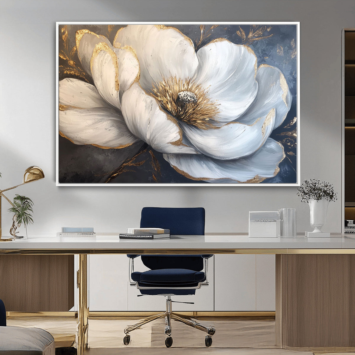 White Magnolia Flower Wall Art Canvas Print | Abstract