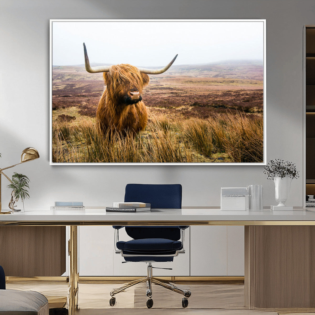 Scottish Highland Cow Canvas Wall Art – Rustic Farmhouse