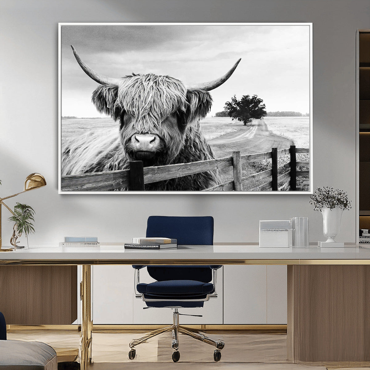 Scottish Highland Cow Wall Art | Rustic Farmhouse Décor |