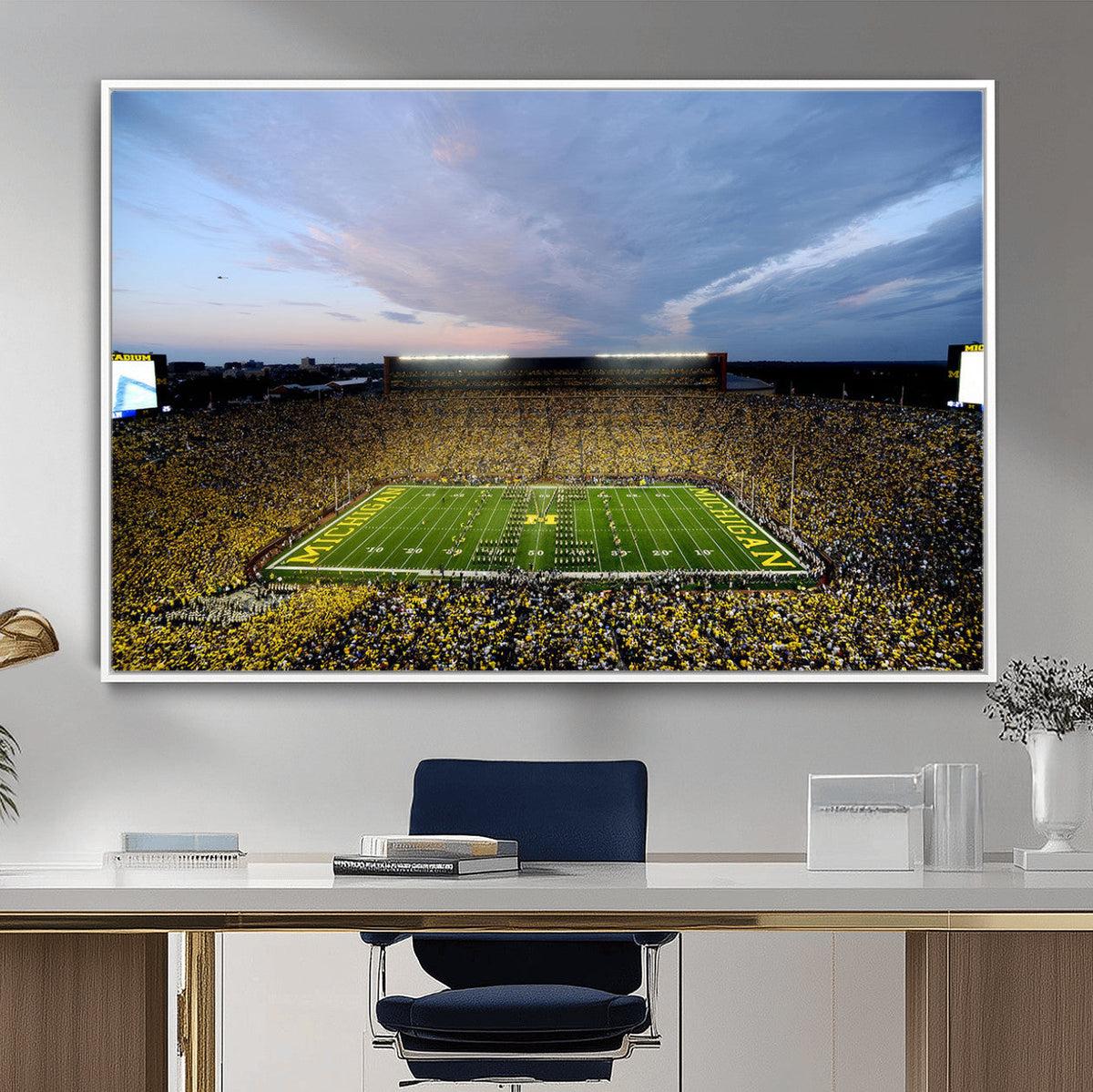 Michigan Stadium Wall Art Canvas Print, Vibrant Game Day