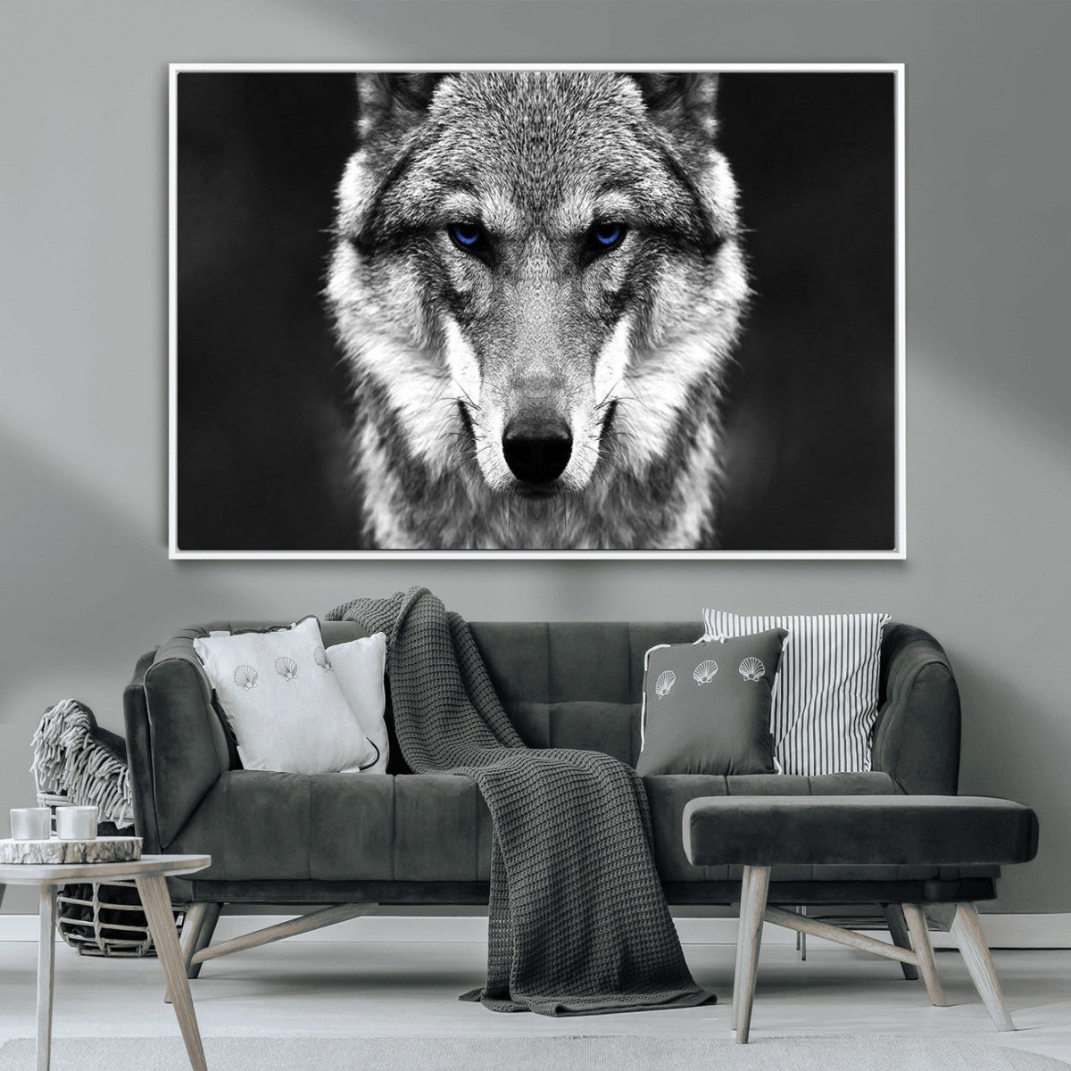Black and White Wild Wolf Wall Art Canvas Print