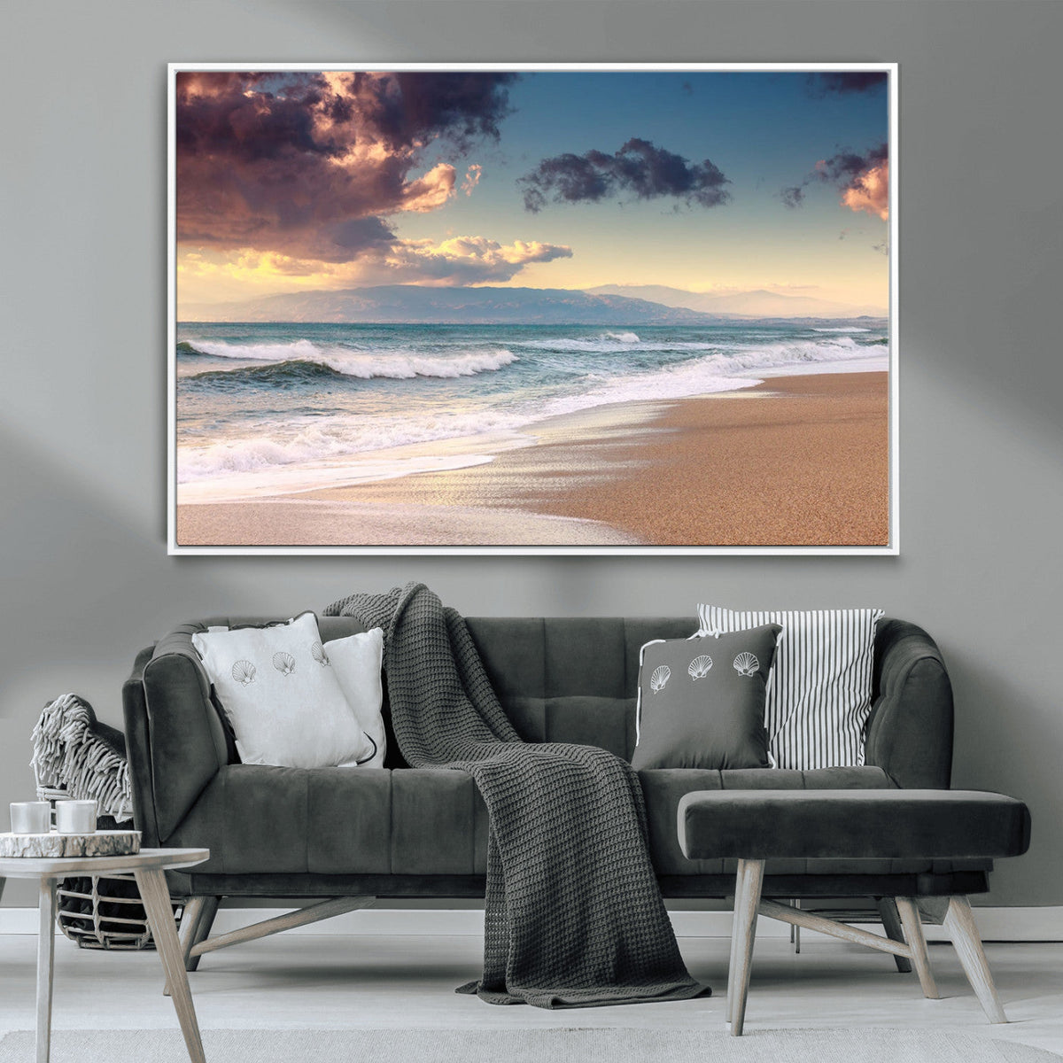 Cloudy Weather Beach Sunset Canvas Print | Sunrise Wall Art