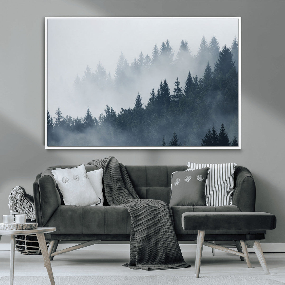 Foggy Pine Forest Wall Art Canvas Print