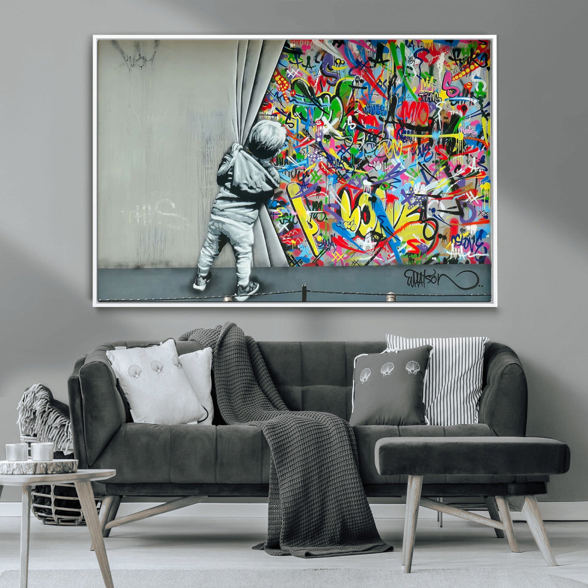 Banksy Colorful Street Graffiti Canvas Wall Art Print,