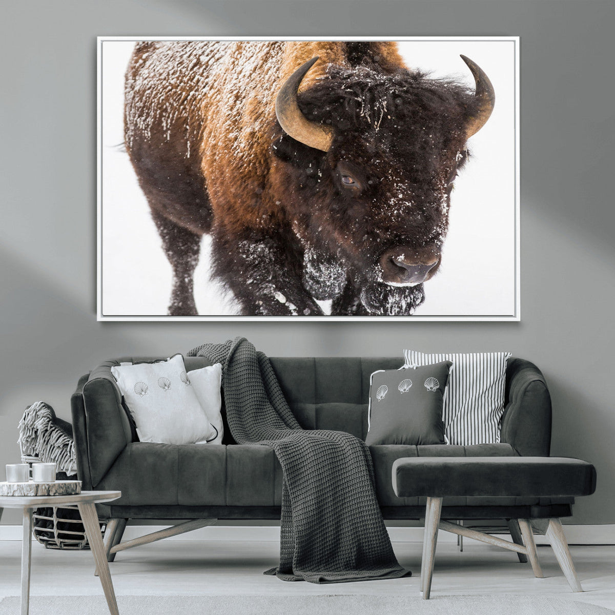 Bison Wall Art Canvas Print For Farmhouse, Wild Animal Wall
