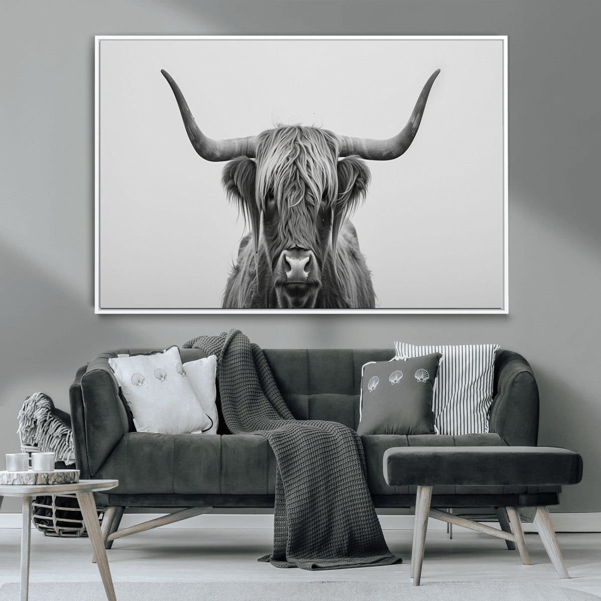 Farmhouse Longhorn Wall Art Canvas Print, Longhorn Texas