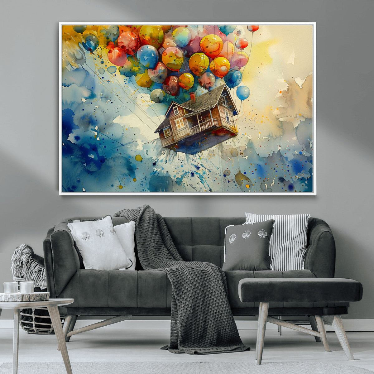 UP-Inspired Floating House with Balloons Canvas Art –