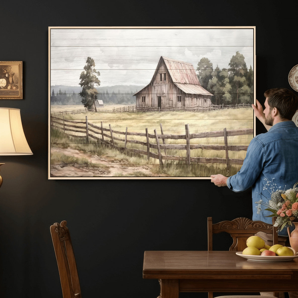 Rustic Farmhouse Barn Wall Art | 3-Panel Framed Gallery Wrap