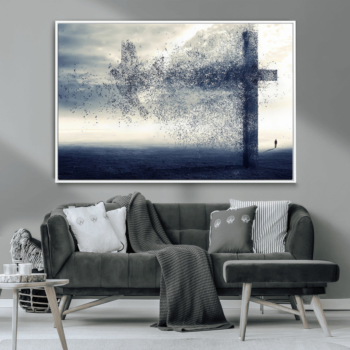 Jesus and the Fading Cross Wall Art Print – Symbol of Faith,