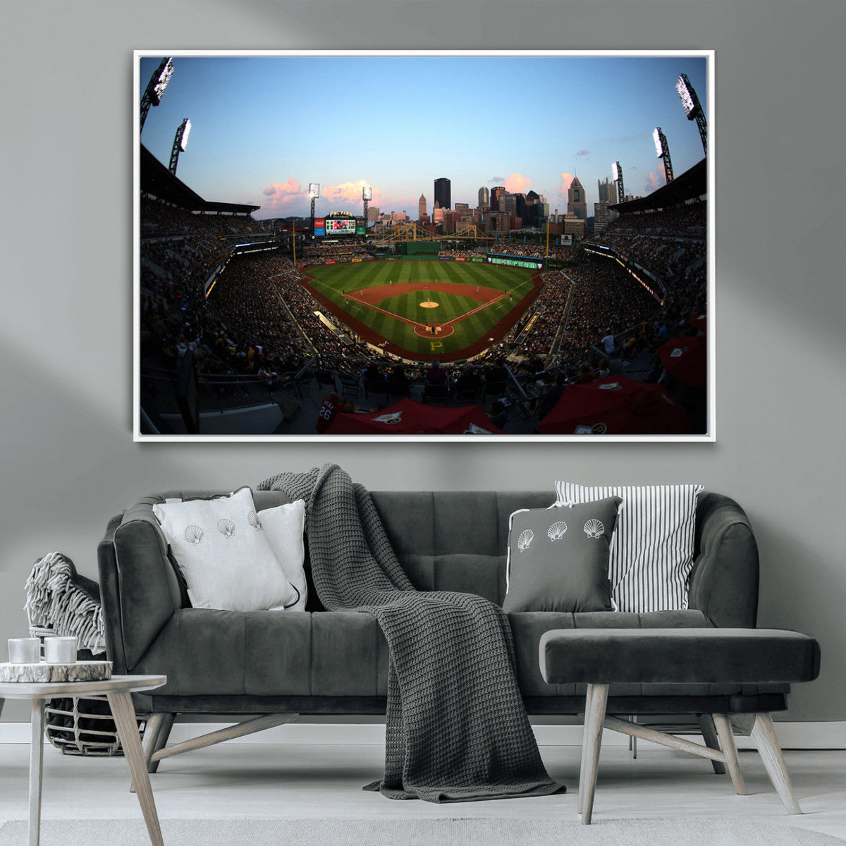PNC Park Evening Game Triple Canvas Wall Art - Pittsburgh