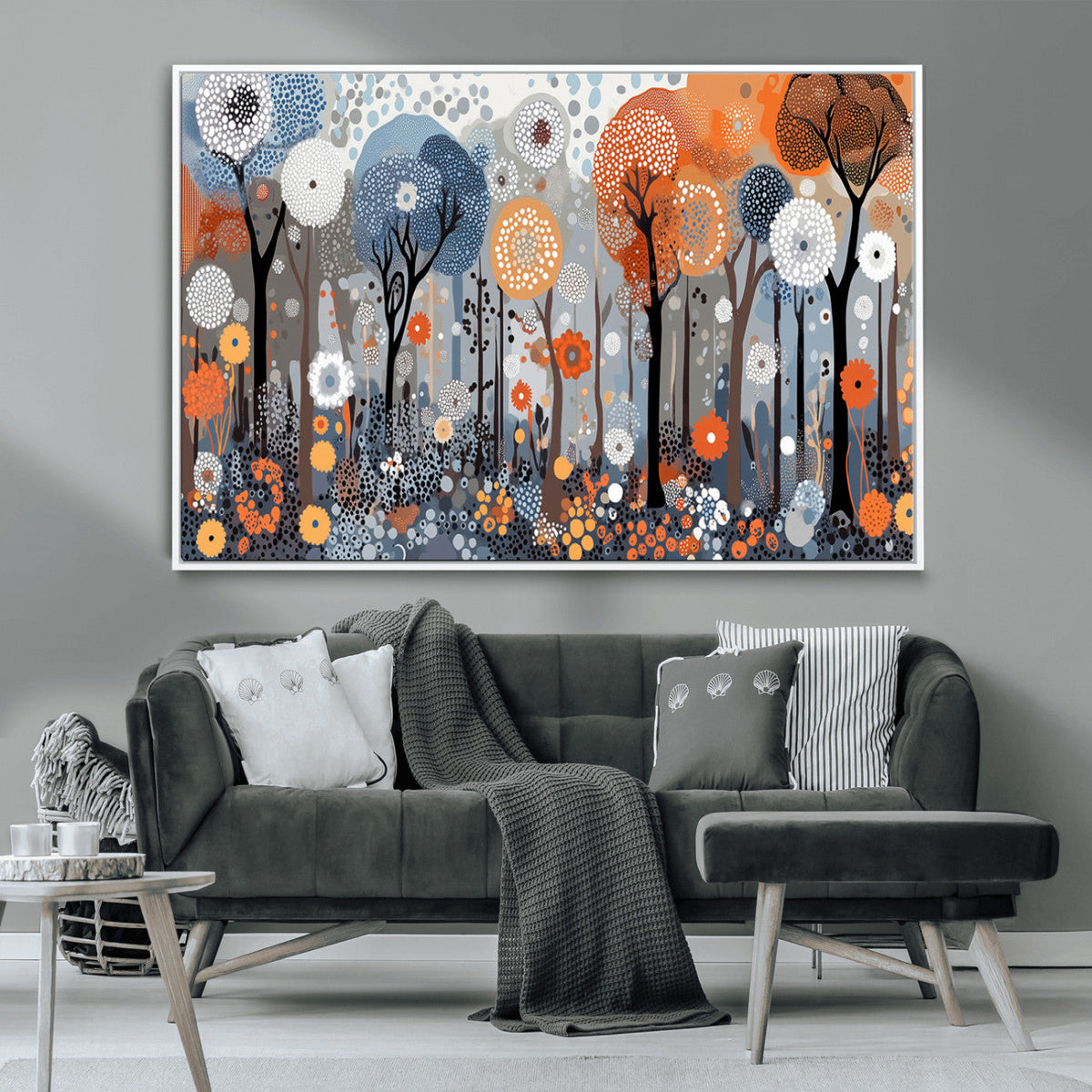 Abstract Winter Landscape Canvas Wall Art Print - Large