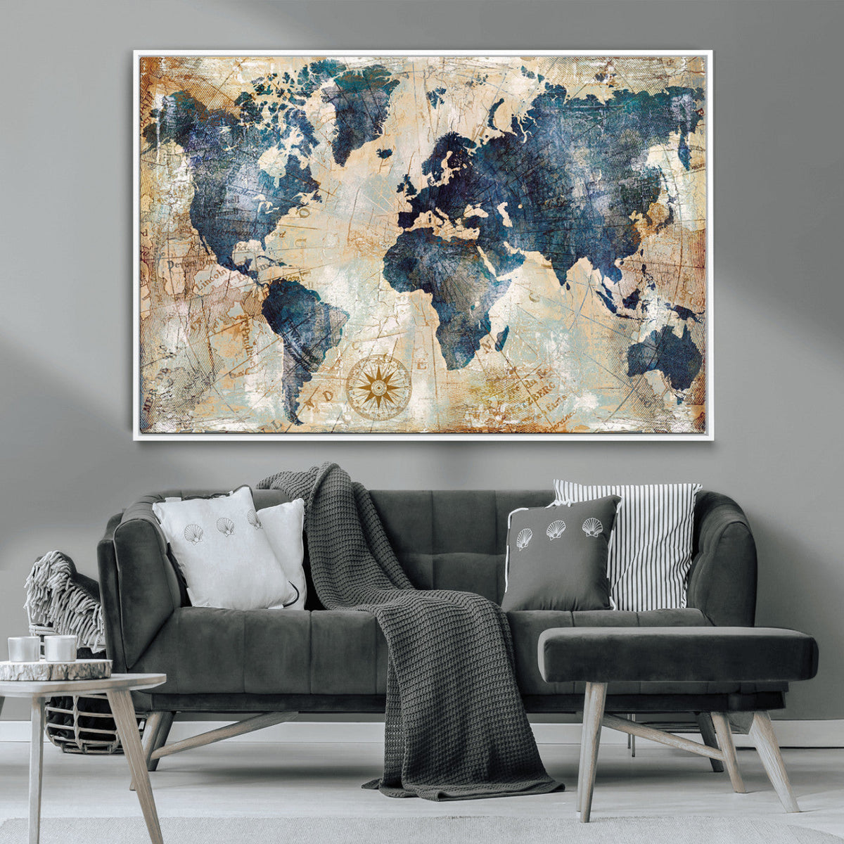 World Map Canvas Print – Framed Wall Art for Couples,