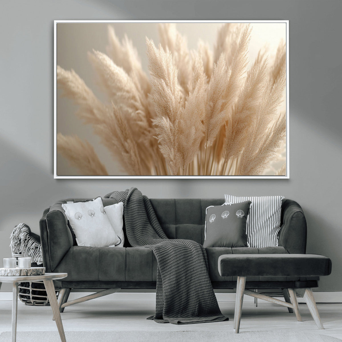 Pampas Grass Canvas Wall Art - Elegant Neutral Decor for