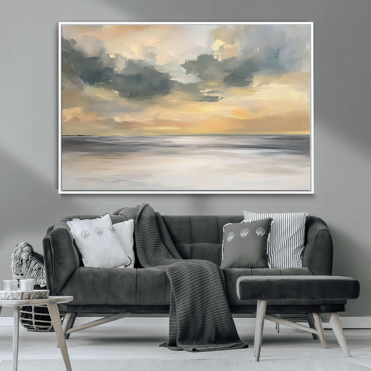 Modern Coastal Artwork with Vibrant Abstract Ocean Waves