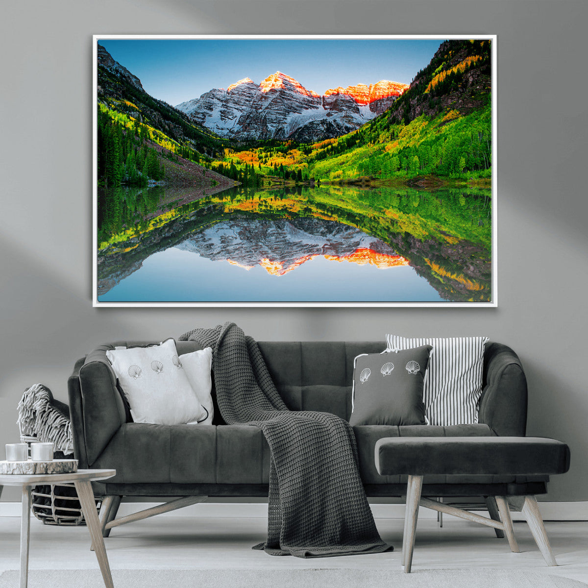 Maroon Bells Lake Wall Art Canvas Print – Framed Majestic