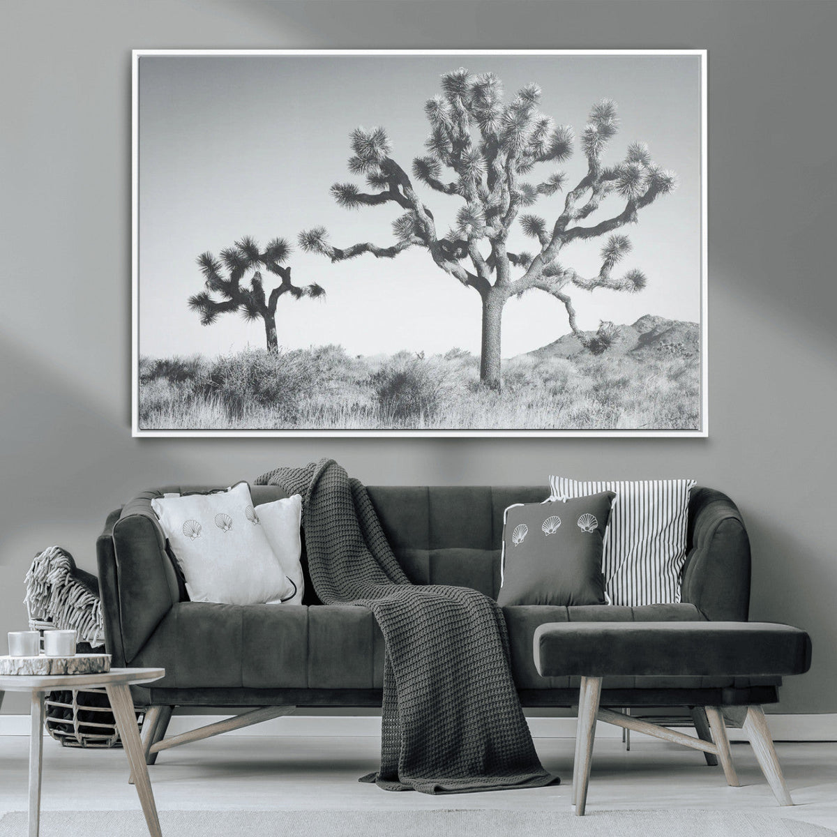 Joshua Tree Wall Art Canvas Print – Framed Black White