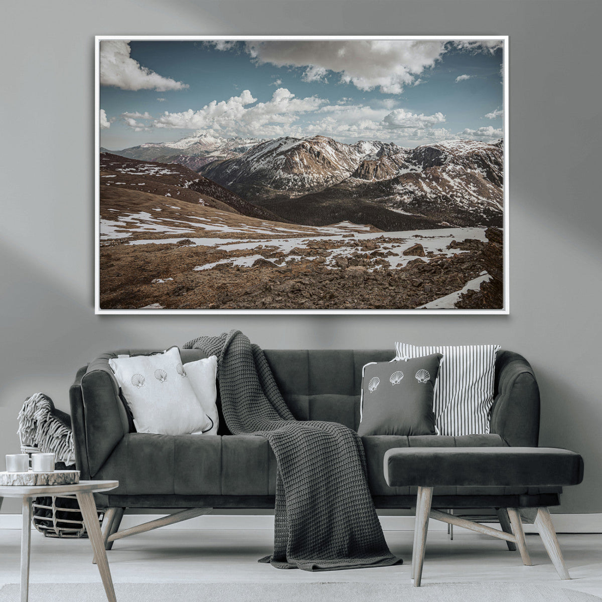 Mountain Landscape Wall Art Canvas Print – Framed Snowy