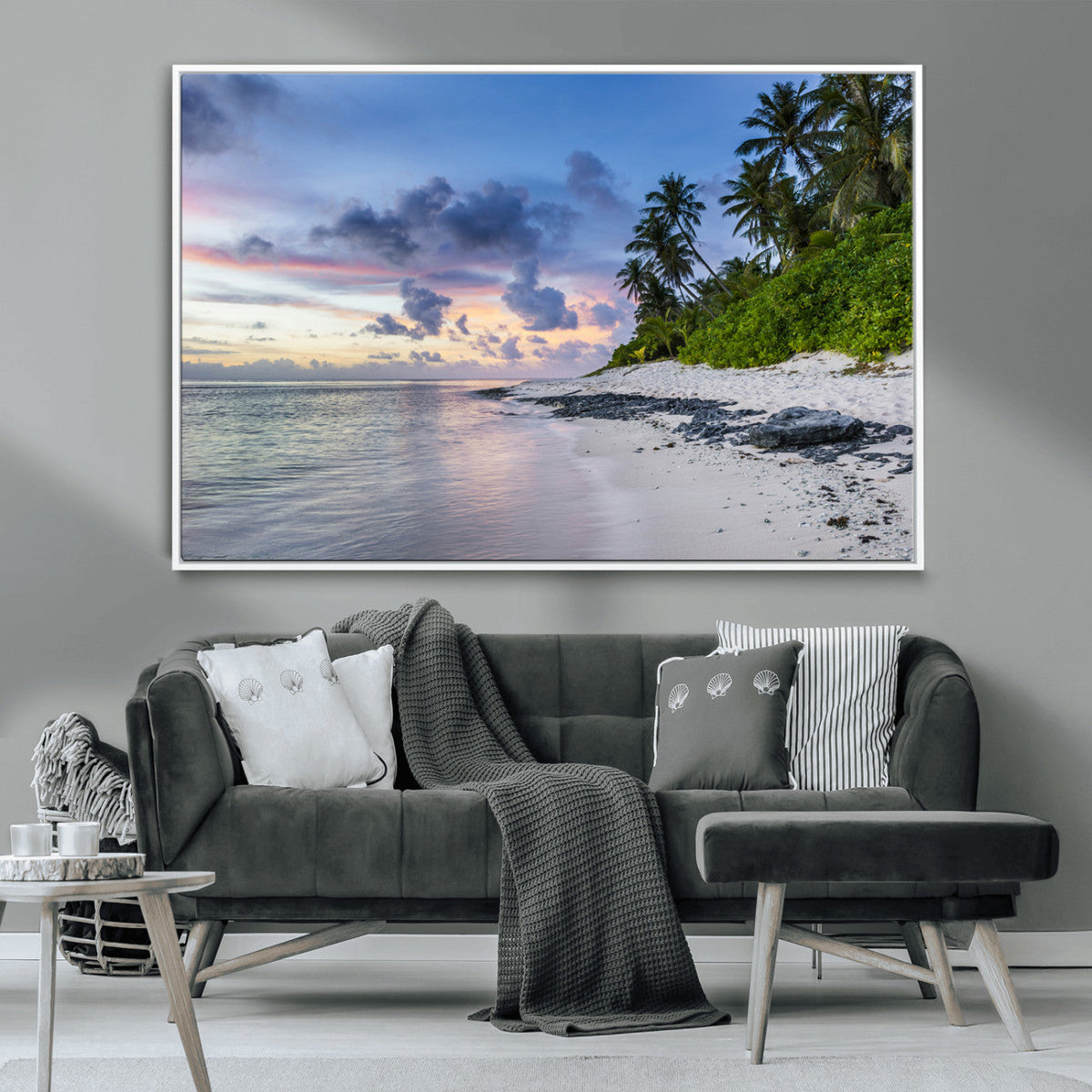 Tropical Beach Wall Art Canvas Print – Framed Sunset Glow