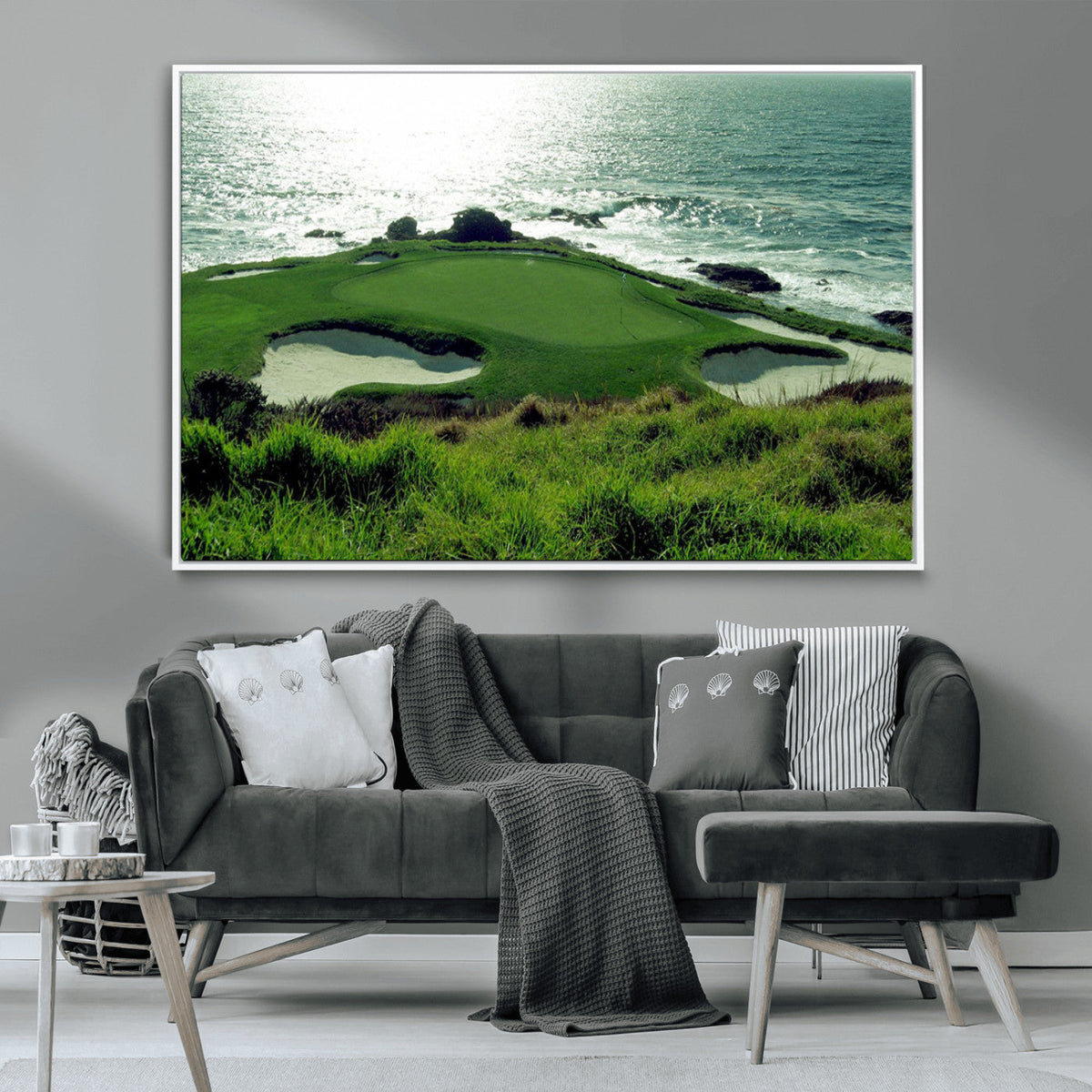 Coastal Golf Course Wall Art Canvas Print – Scenic Green