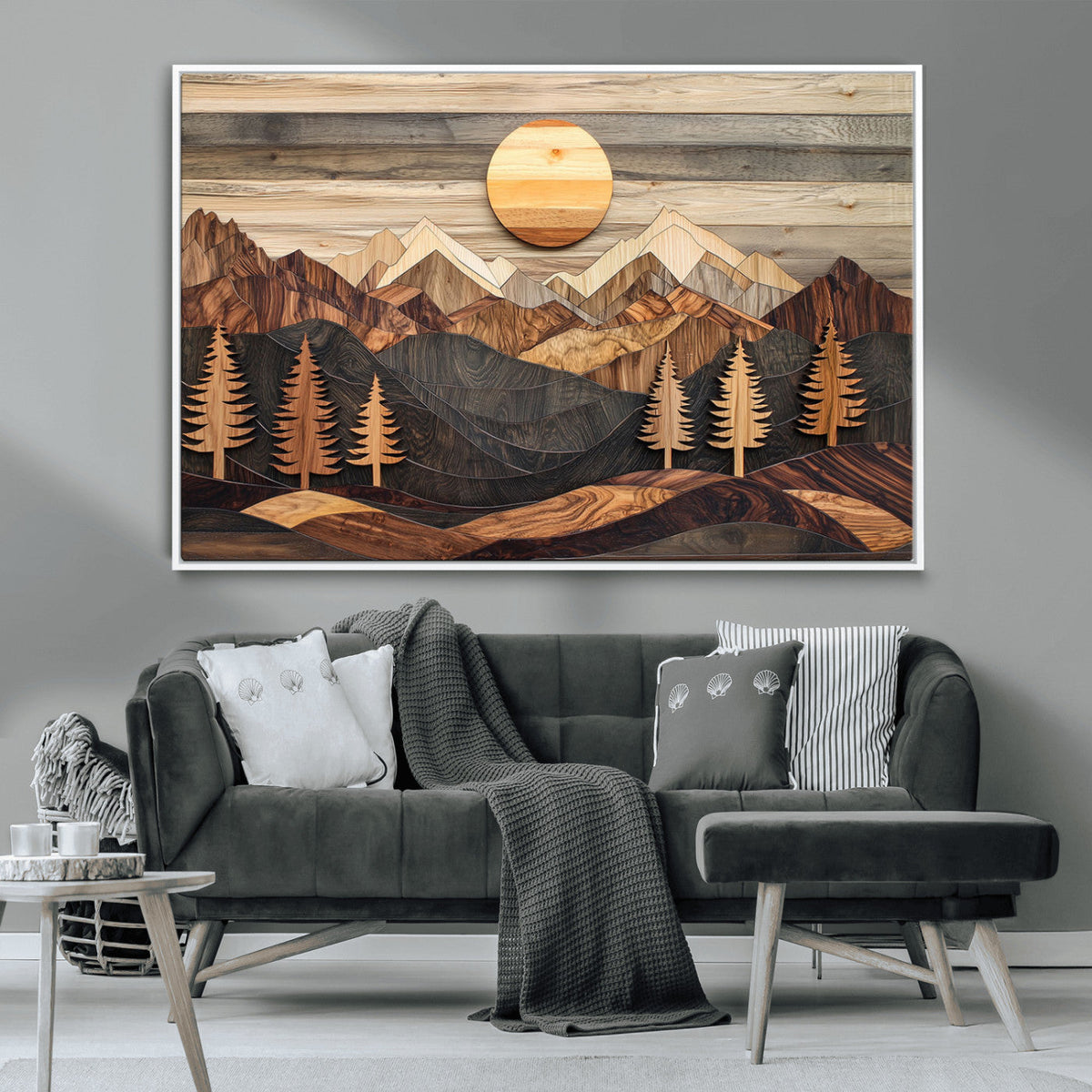 Wood Mountain Wall Art Canvas Print – Layered Forest and