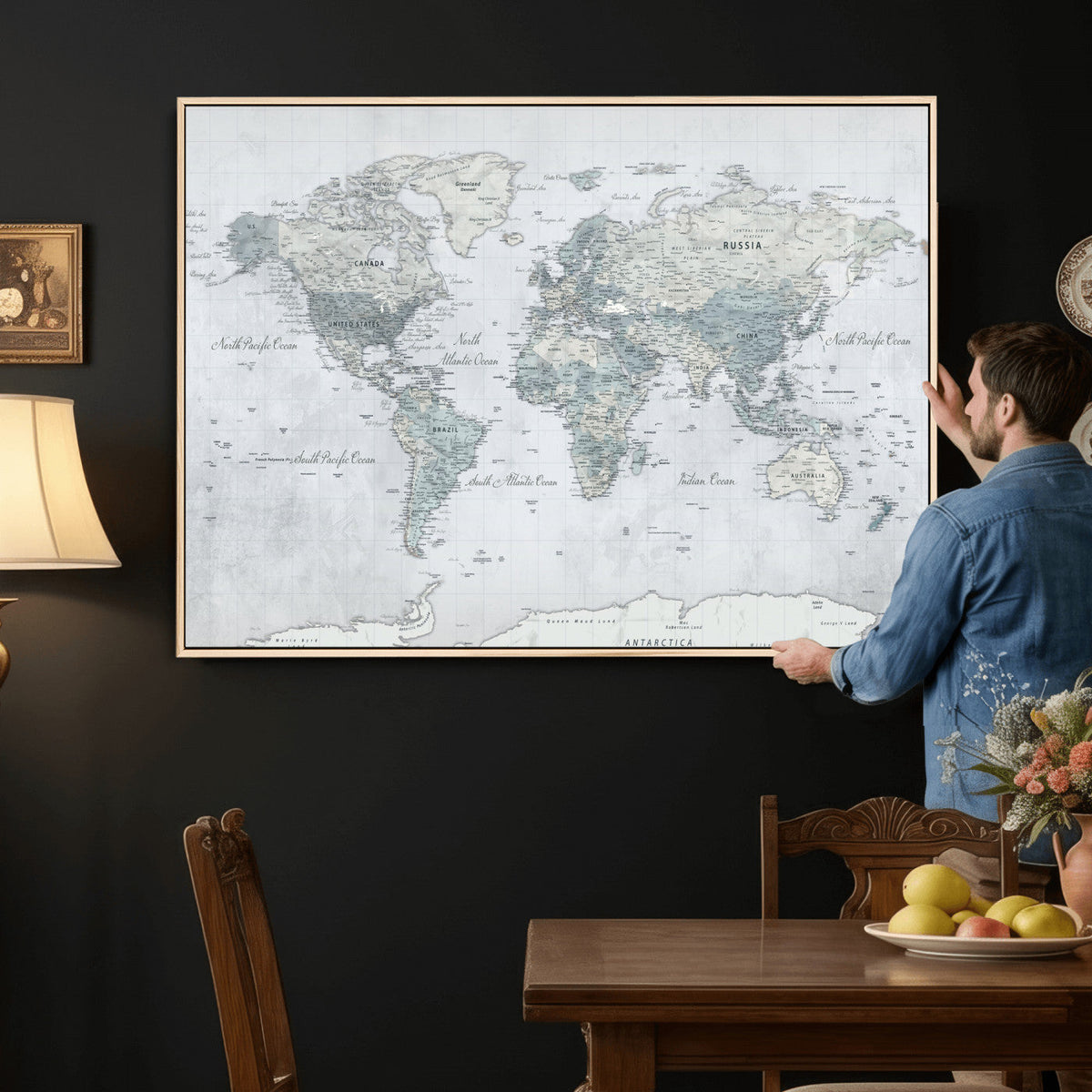 World Map Canvas Print – Detailed Map of the World Wall Art