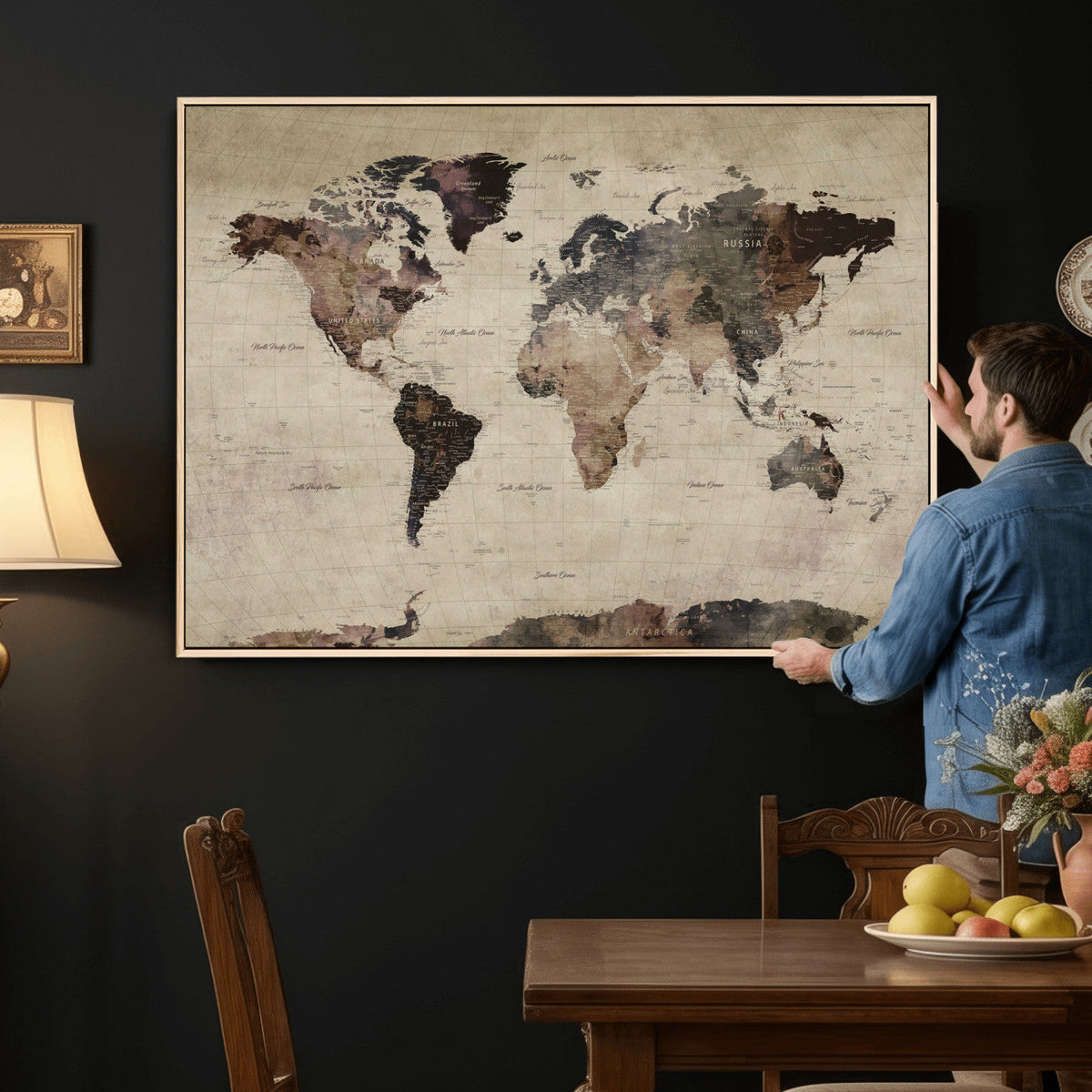 World Map Canvas Print – Detailed Map of the World Adventure