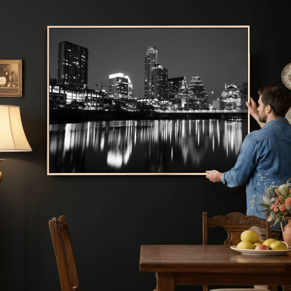Austin Skyline Wall Art Canvas Print, Austin Downtown Night