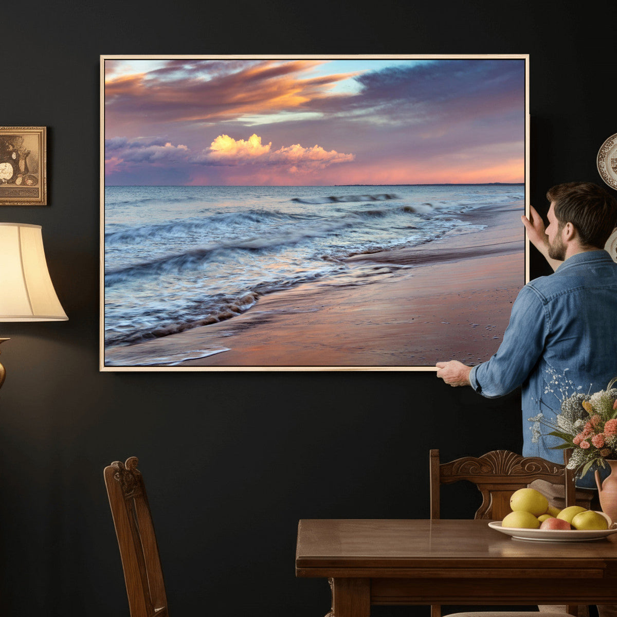 Ocean Sunset Wall Art Canvas Print – Coastal Beach